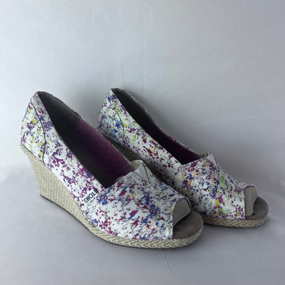 TOMS Women's Floral Open Toe Wedges Women's Size 10Heels